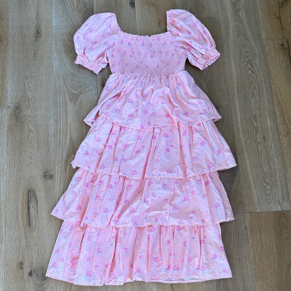 Loveshackfancy Target Pink Tiered Floral Dress